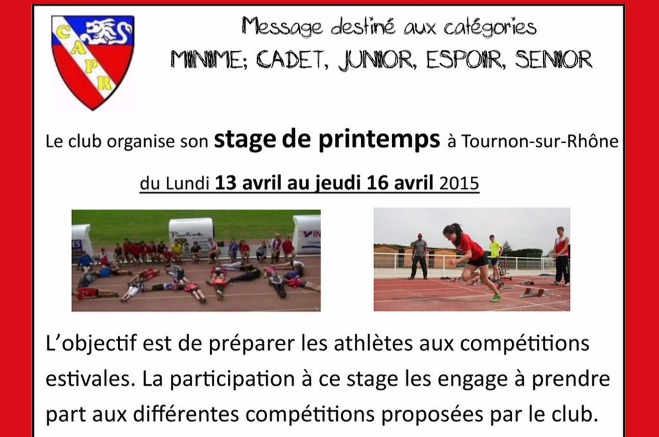 vendredi 27 février : le stage 2015 est annoncé